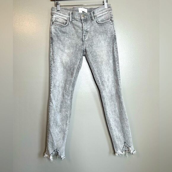 Current /Elliott light gray frayed ankle jeans size 28 rocker Emo, distressed - Picture 2 of 8